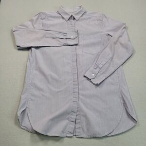Ann Taylor Womens Long Sleeve Striped Button Down Shirt Purple White‎ Medium